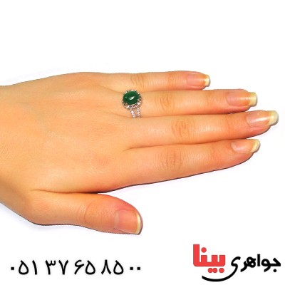 انگشتر عقیق سبز زنانه مدل سیتا _کد:9403