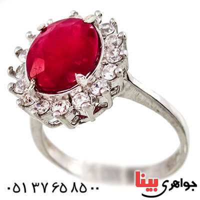 انگشتر یاقوت سرخ زنانه مدل دور جواهری _کد:9404