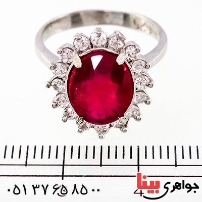 انگشتر یاقوت سرخ زنانه مدل دور جواهری _کد:9404