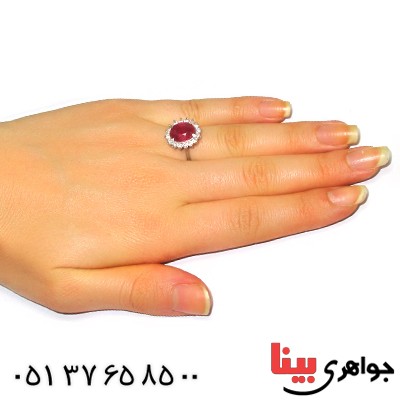 انگشتر یاقوت سرخ زنانه مدل دور جواهری _کد:9404