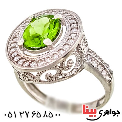 انگشتر زبرجد زنانه مدل تاج _کد:9407