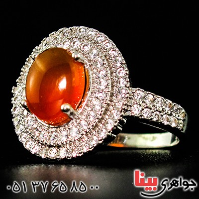 انگشتر عقیق یمنی زنانه درشت مدل تابان _کد:9408