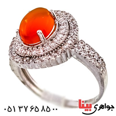 انگشتر عقیق یمنی زنانه درشت مدل تابان _کد:9408