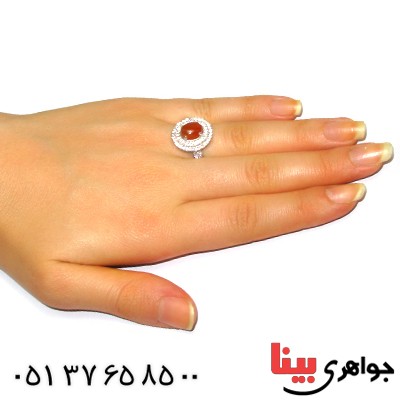 انگشتر عقیق یمنی زنانه درشت مدل تابان _کد:9408