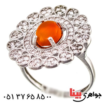 انگشتر عقیق یمنی زنانه درشت مدل شمسه _کد:9412