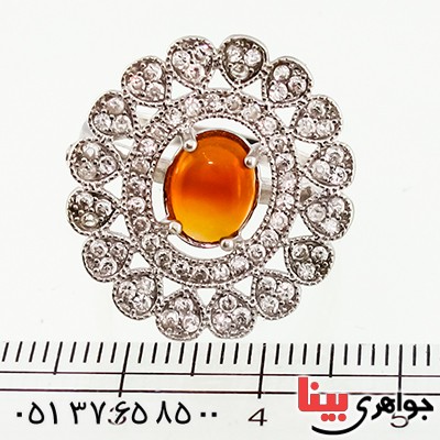 انگشتر عقیق یمنی زنانه درشت مدل شمسه _کد:9412