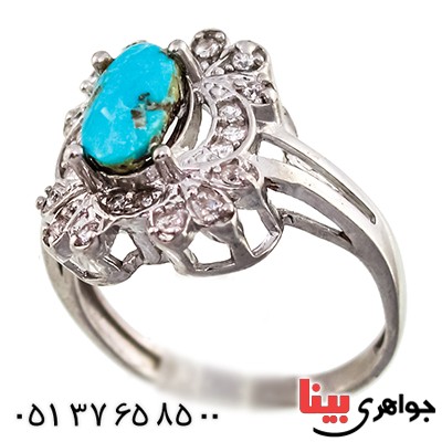 انگشتر فیروزه نیشابوری زنانه مدل گلناز _کد:9415