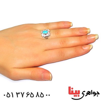 انگشتر فیروزه نیشابوری زنانه مدل گلناز _کد:9415