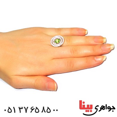 انگشتر زبرجد زنانه مدل شمسه _کد:9416