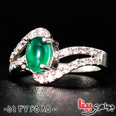 انگشتر عقیق سبز زنانه مدل ژینا _کد:9425