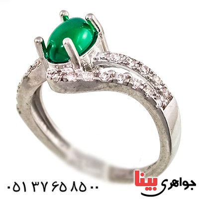 انگشتر عقیق سبز زنانه مدل ژینا _کد:9425