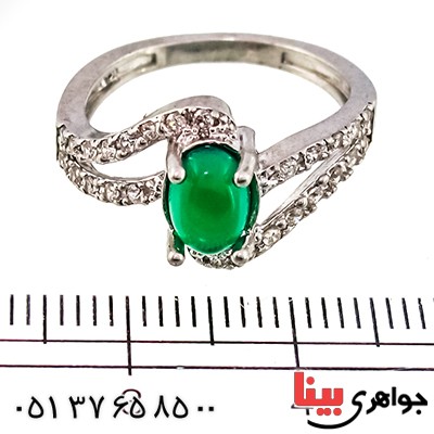 انگشتر عقیق سبز زنانه مدل ژینا _کد:9425