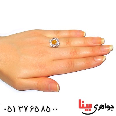 انگشتر عقیق شرف الشمس زنانه مدل هما _کد:9426