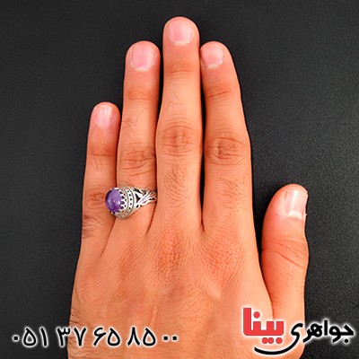 انگشتر آمتیست مردانه مدل اسلیمی _کد:9447