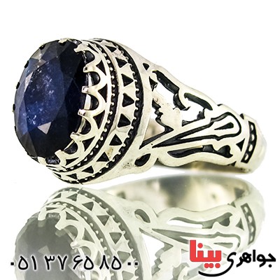 انگشتر یاقوت کبود مردانه مدل اسلیمی _کد:9456