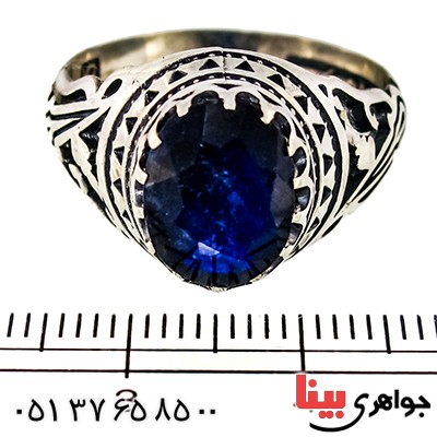 انگشتر یاقوت کبود مردانه مدل اسلیمی _کد:9456