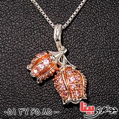 گردنبند آمتیست مرغوب زنانه گل لاله مانی ایتالیایی _کد:9459
