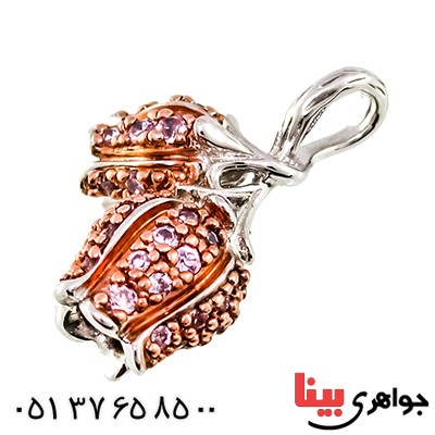 گردنبند آمتیست مرغوب زنانه گل لاله مانی ایتالیایی _کد:9459