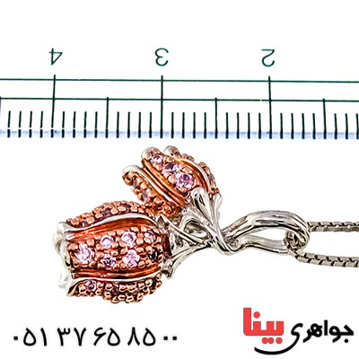 گردنبند آمتیست مرغوب زنانه گل لاله مانی ایتالیایی _کد:9459