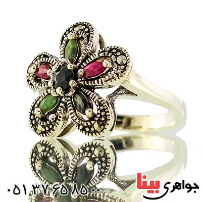 سرویس چند جواهر یاقوت و زمرد زنانه  مارکازیتی درجه یک تایلندی مدل گلناز _کد:9463