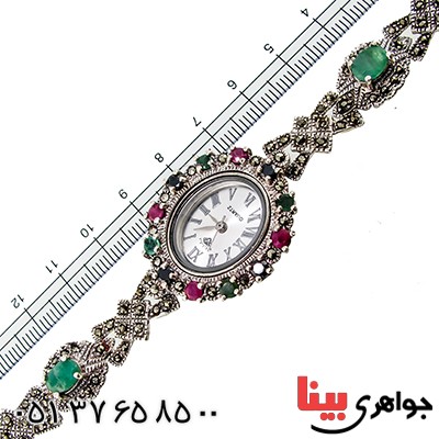 ساعت چند جواهر یاقوت و زمرد زنانه مارکازیت درجه یک تایلندی _کد:9464