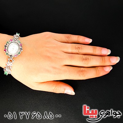 ساعت چند جواهر یاقوت و زمرد زنانه مارکازیت درجه یک تایلندی _کد:9464