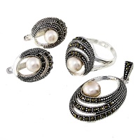 سرویس مروارید مرغوب زنانه درشت مارکازیت درجه یک تایلندی 
