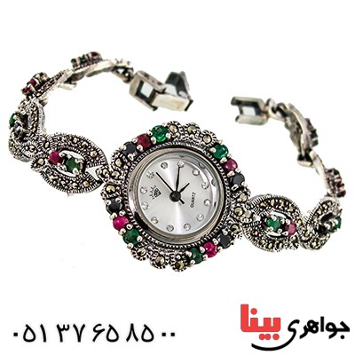 ساعت چند جواهر یاقوت و زمرد زنانه  مارکازیت درجه یک تایلندی _کد:9468