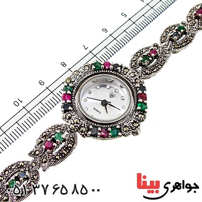 ساعت چند جواهر یاقوت و زمرد زنانه  مارکازیت درجه یک تایلندی _کد:9468
