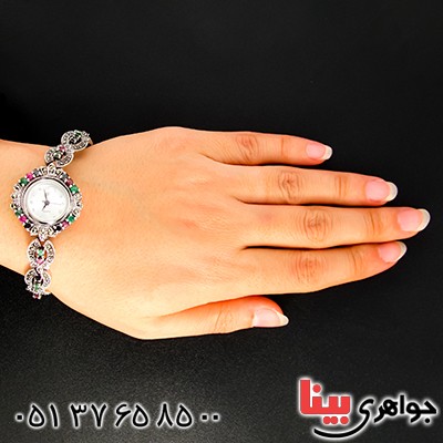 ساعت چند جواهر یاقوت و زمرد زنانه  مارکازیت درجه یک تایلندی _کد:9468