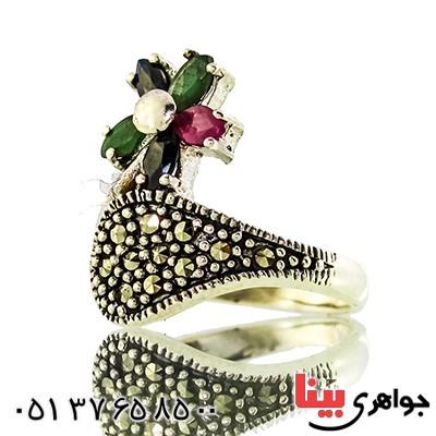 سرویس چند جواهر زمرد و یاقوت زنانه مارکازیت درجه یک تایلندی مدل گلنوش _کد:9472
