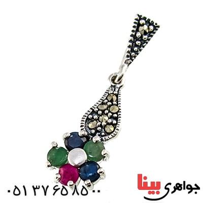سرویس چند جواهر زمرد و یاقوت زنانه مارکازیت درجه یک تایلندی مدل گلنوش _کد:9472