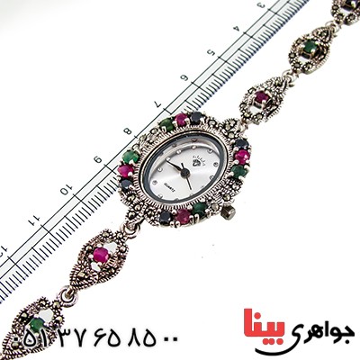ساعت چند جواهر یاقوت و زمرد زنانه مارکازیت درجه یک تایلندی _کد:9475