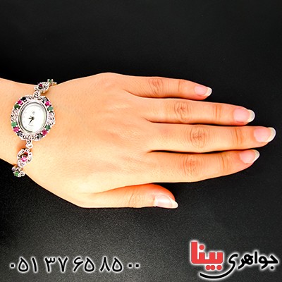 ساعت چند جواهر یاقوت و زمرد زنانه مارکازیت درجه یک تایلندی _کد:9475