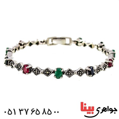 دستبند چند جواهر زنانه مارکازیت درجه یک تایلندی مدل نازیلا _کد:9481