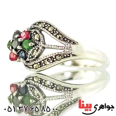 سرویس چند جواهر یاقوت و زمرد زنانه درشت مارکازیت درجه یک تایلندی _کد:9484