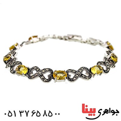 دستبند سیترین زنانه مارکازیت هانگ مدل دو قلب پیوسته _کد:9488