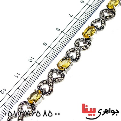 دستبند سیترین زنانه مارکازیت هانگ مدل دو قلب پیوسته _کد:9488