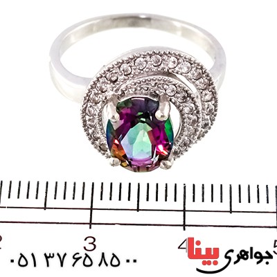 انگشتر توپاز هفت رنگ  زنانه رادیوم لوکس مدل ارغوان _کد:9491