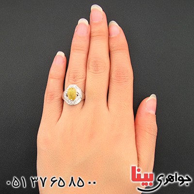 انگشتر یاقوت زرد خوشرنگ زنانه رادیوم لوکس مدل دینا _کد:9493