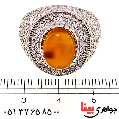 انگشتر عقیق یمنی عالی و شفاف درشت مردانه رادیوم لوکس دور برلیان سلطنتی _کد:1317