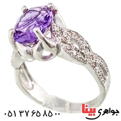 انگشتر آمتیست زلال زنانه رادیوم لوکس مدل نوین _کد:9498