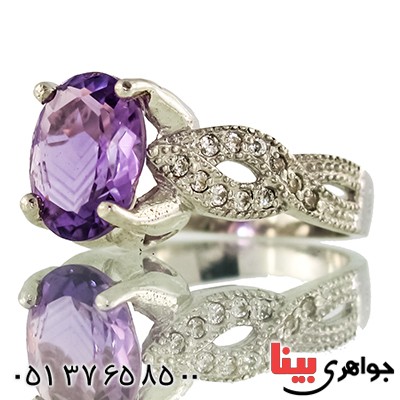 انگشتر آمتیست زلال زنانه رادیوم لوکس مدل نوین _کد:9498
