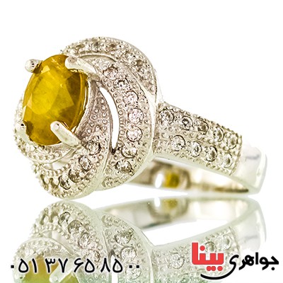 انگشتر یاقوت زرد زنانه رادیوم لوکس مدل مهرگان _کد:9499