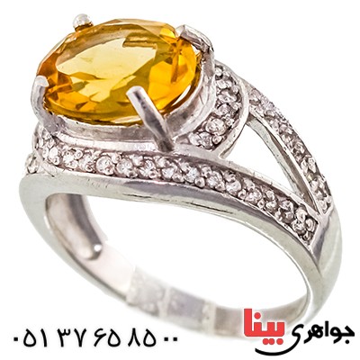 انگشتر سیترین زلال زنانه رادیوم لوکس مدل رخشان _کد:9503