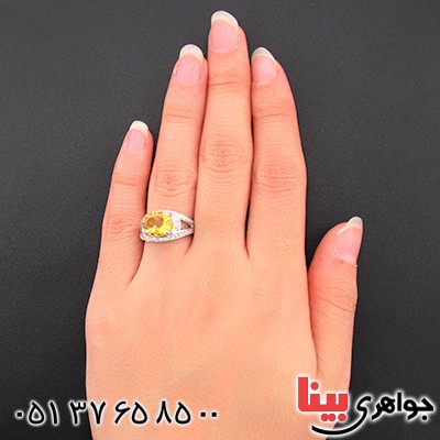 انگشتر سیترین زلال زنانه رادیوم لوکس مدل رخشان _کد:9503