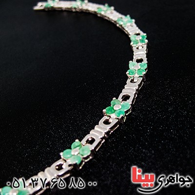 دستبند زمرد مرغوب زنانه رادیوم لوکس مدل شکوفه _کد:9515