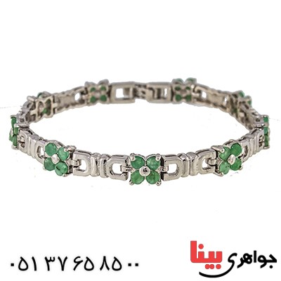 دستبند زمرد مرغوب زنانه رادیوم لوکس مدل شکوفه _کد:9515