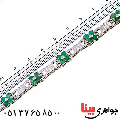 دستبند زمرد مرغوب زنانه رادیوم لوکس مدل شکوفه _کد:9515