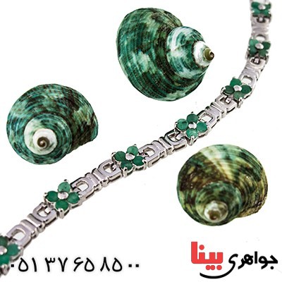 دستبند زمرد مرغوب زنانه رادیوم لوکس مدل شکوفه _کد:9515